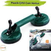 Resim Çiftli Cam Vantuzu Vakumlu Fayans Ahşap Tutucu Taşıma Araba Kaporta Göcük Çektirme 2'li Plastik 