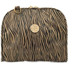 Resim Kahverengi Krem Desenli Çift Ebat Portatif Alışveriş Çantası Çok Renkli 