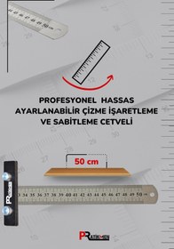 Resim pratikmen Hassas Ayarlanabilir Çizme, İşaretleme Ve Sabitleme Cetveli 50 Cm 