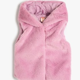 Resim Kız Bebek Basic Peluş Kapşonlu Yelek Kolsuz 