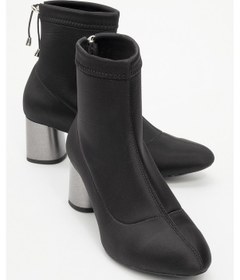 Resim Luvi Shoes Landes Siyah Scuba Kadın Kalın Topuklu Bot Siyah 