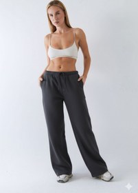 Resim Oversize Unisex Eşofman Altı Füme Melanj - 3 İplik Şardonlu, Bol Paça, Cepli, Modern Rahat Kesim - L / FÜME MELANJ 