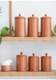 Resim The Mia Prizma Çay Şeker Kahve Kavanozu Terracota 1,20 Lt 