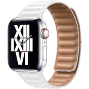 Resim ​​​Watch Ultra 49mm Kordon Uyumlu KRD-34 Deri Strap Kayış CLO- Beyaz 