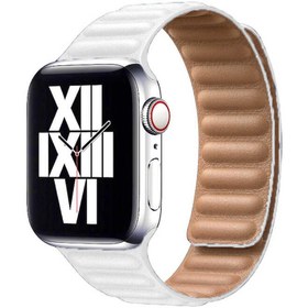 Resim ​​​Watch Ultra 49mm Kordon Uyumlu KRD-34 Deri Strap Kayış CLO- Beyaz 