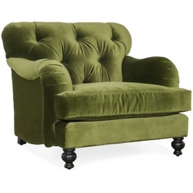 Resim Hanel Mobilya English Arm Berjer Kapitoneli Yeşil Kadife Tekli Koltuk 
