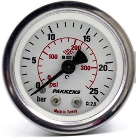 Resim Pakkens 0-25 Bar 63 Mm Arkadan Bağlantılı Panotipi Kuru Manometre 