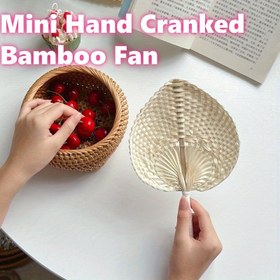 Resim Geleneksel El Yapımı Bambu Mini El Yelpazesi - İç Mekan Dekorasyonu için Şık Vintage Soğutucu Yelpaze, Rustik Oda Estetiği, Haziran Festivali ve Mezuniyet Sezonu Hediyesi, Bambu Dekoru 