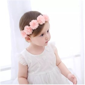 Resim Kız Bebek Bandana Pudra Pembe Taç Saç Aksesuarı 
