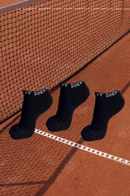 Resim ITSOCKS Altı Adet Siyah Patik Havlu Tabanlı Fitilli Spor Tenis Çorabı 