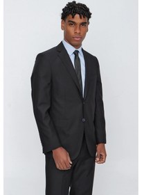 Resim İmza Siyah Gabardin Mono Yaka 4 Drop Comfort Fit Rahat Kesim Basic Takım Elbise 1001245009 Siyah 