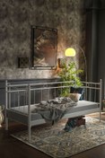 Resim Unimet Alpas Daybed Tek Kişilik Sedir Metal Karyola 90x200 Beyaz 