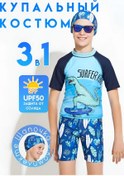 Resim Premıum Swımwear 3'ü 1 Arada Spf Erkek Çocuk Yüzme Mayosu Ve Bone Seti 411971223 Açık Mavi 