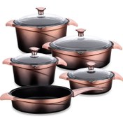 Resim Aryıldız Flipper Rose Gold Siyah 9 Parça Döküm Tencere Set 
