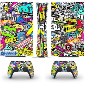 Resim Kt Grup Sticker Bomb Playstation 5 Slim Disk Versiyon Sticker Kaplama Seti 