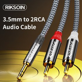 Resim Premium Naylon Örgülü 3.5mm Erkek - 2RCA Ses Kablosu - Telefonlar, Bilgisayarlar, TV'ler, Dizüstü Bilgisayarlar, MP3'ler & Ev Sinema Sistemleri için Çok Yönlü Bölücü Uzatma, Ses Dağıtıcı, Stereo Ses 