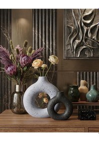 Resim 2li Donut Vazo Seti Gri 