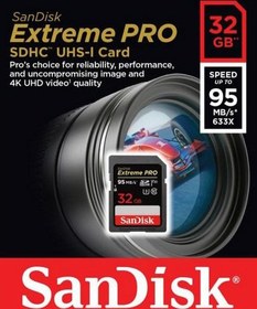 Resim Sandisk Extreme Pro 32gb 95mb/s SDHC Hafıza Kartı 