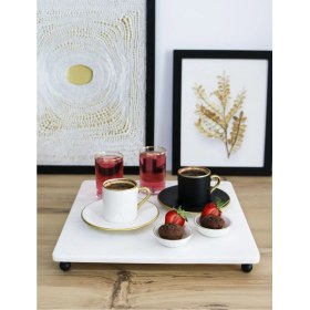 Resim Gemboss Doğal Mermer 25 cm Pasta Kek Standı , Ahşap Ayaklı Kek Standı,mermer Sunumluk, Mermer Peynir Tabağı 