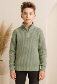 Resim Cloudy Kids Erkek Çocuk Fermuarlı Boğazlı Yaka Triko Kazak 