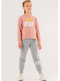 Resim Coppa Kids Run Baskılı 2 Ip Mevsimlik Kız-erkek Takım - Coppa -pudra-gri - 7 Yaş Çok Renkli 