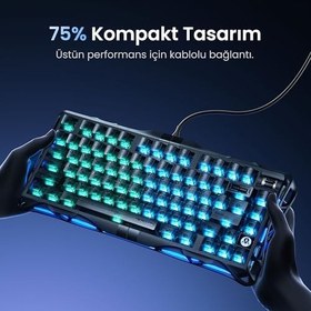 Resim GravaStar Mercury V75 HE Hall Effect Manyetik Switch Gaming Klavye, Hot-Swappable, Rapid Trigger, 8000Hz, 0.125ms Ultra Düşük Gecikme, Kablolu, RGB Işıklı, İngilizce Q 