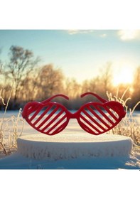 Resim 6 Adet Yılbaşı Parti Gözlüğü Kalpli Sarı Mor Kırmızı Pembe Yeşil Kırmızı Parti Gözlüğü Panjur Gözlük 