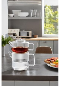 Resim Tobby Borosilikat Şeffaf Cam Çaydanlık 1.1l+1.75l 