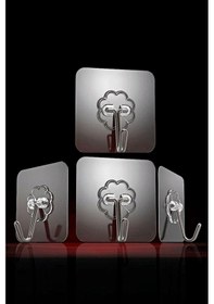 Resim 4 Adet Kendinden Yapışkanlı Kapı Duvar Askısı Kancası, Güçlü Yapışkanlı Şeffaf Askı, Yapışkanlı Askı Renkli 