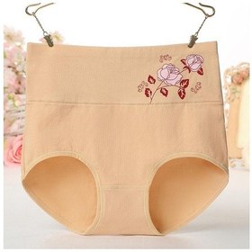 Resim Kayısı Kadın Karın Sıkılaştırıcı İç Giyim İçin Baskılı Yüksek Belli İç Giyim Doğum Sonrası Nefes Alabilen ve Rahat Külotlar Krem 