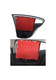 Resim Oto Güneşlik Perdesi Yan Cam Araç Arka Koltuk Emzirme Örtüsü Kırmızı Keçe Vantuzlu Tutucaklı 1 Adet 