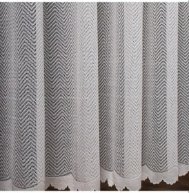 Resim Taç Balık Sırtı Jakar Tül Perde, 1/3 Sık Pile, Tek Kanat, Ekru 