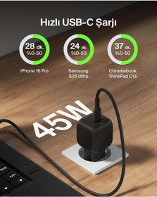 Resim Belkin Kompakt Duvar Şarj Cihazı 45 W, Apple Uyumlu iPhone 16, 16 Plus, 