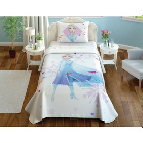 Resim Taç Frozen 2 Elsa Tek Kişilik Lisanslı Pike Takımı 