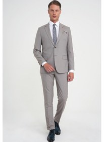 Resim Efor Slim Fit Çift Yırtmaç Esnek Yelekli Klasik Bej Takım Elbise Tk 916 Bej 