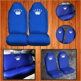 Resim King Mavi Servis Kılıfı -Likrali-Penye Kılıf-4 Parça 