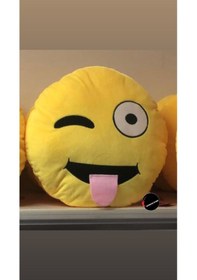 Resim Dil Çıkartan Emoji Yastık 35 Cm Büyük Boy Hediyelik Uyku Arkadaşı Sarı 