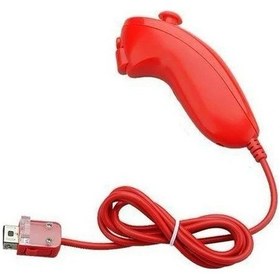 Resim Kırmızı Hareket Tabanlı Kablolu Nunchuck Denetleyici Nintendo Wii Konsolu İçin Video Oyunu El Kavisli Oyun Kolu Denetleyicisi 