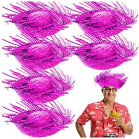 Resim Mey İthalat Tropikal Parti Pembe Fuşya Hasır Hawaii Şapkası 13x36 Cm Diğer 