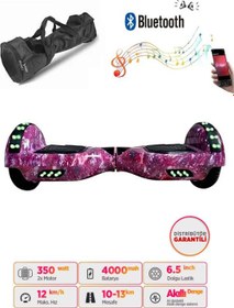 Resim Elektrikli Kaykay Full Ledli Hoverboard Bluetooth Hoparlörlü 6.5 Inch Desenli Çanta Hediye 