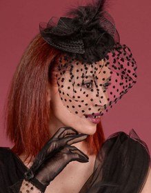 Resim Puantiyeli Gelin Kepi Nikah Şapkası Puanlı Vualet Düğün Şapkası Gelin Saç Aksesuar Toka - Kırık Beyaz 