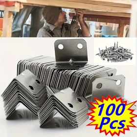 Resim 100 adet (20 L-Şekilli Destekler + 80 Vida): Çekmeceleri, Rafları ve Duvar Birimleriyi Sabitlemek İçin Sağlam Demir Destekler 