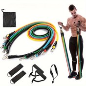 Resim 11 Adet TPE Direnç Bant Seti ile Kapı Ankrajı, Tutamaklar, Bilek Bantları, Taşıma Çantası - Şarj Edilmemiş, Pil Gerekmez - Ev Jimnastiği, Fitness, Yoga ve Pilates için İdeal - Başlangıç Seviyesi İçin Uygundur 