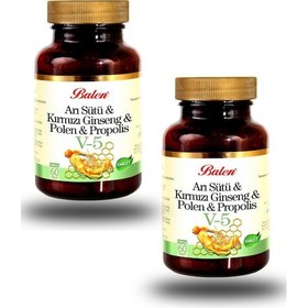 Resim 2 Adet Balen V5 Tablet Arı Sütü Kırmızı Ginseng Polen1000 MG 