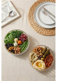 Resim Selen Concept El Yapımı Büyük Boy Cam Salata Kasesi 2'li Set Şeffaf 