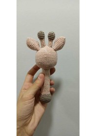 Resim Yenidoğan Sevimli Zürafa Çıngırak Amigurumi Organik Oyuncak Karış Çok Renkli 