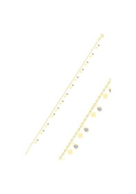 Resim Söğütlü Silver Gümüş Altın Yaldızlı Zirkon Taşlı Dilim Pullu Halhal 