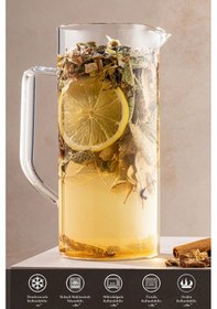 Resim Ateşe Dayanıklı Borosilikat Cam Sürahi Detoks Bitki Çayı Büyük Boy Kahve Cezvesi 800 Ml 