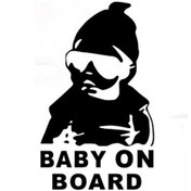 Resim 20 Adet 14 9 Cm Gemide Bebek Serin Arka Yansıtıcı Güneş Gözlüğü Çocuk Araba Çıkartmaları Uyarı Çıkartmaları Siyah 