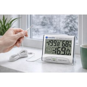 Resim Mesilife DC103 Dijital Isı Nem Ölçer Iç Dış Termometre Higrometre Problu Donma Alarmlı 